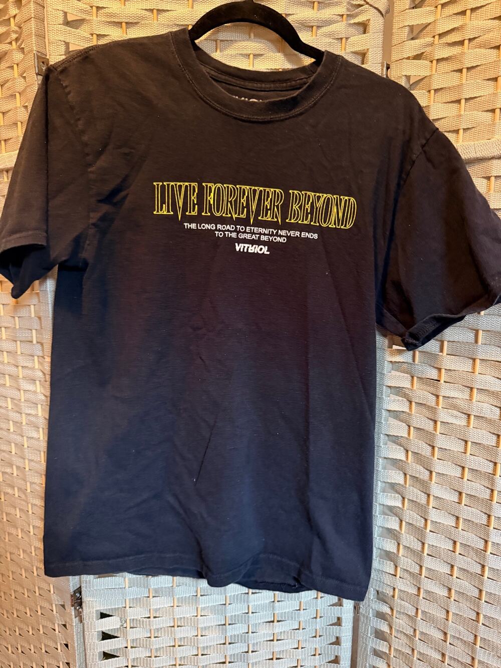 VITRIOL Live Forever Beyond Graphic T-Shirt Black Men's Medium Double Sided